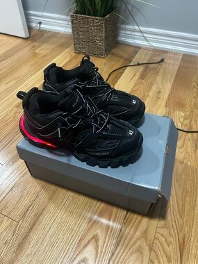 Balenciaga Black Sneakers with LED Heel Accent